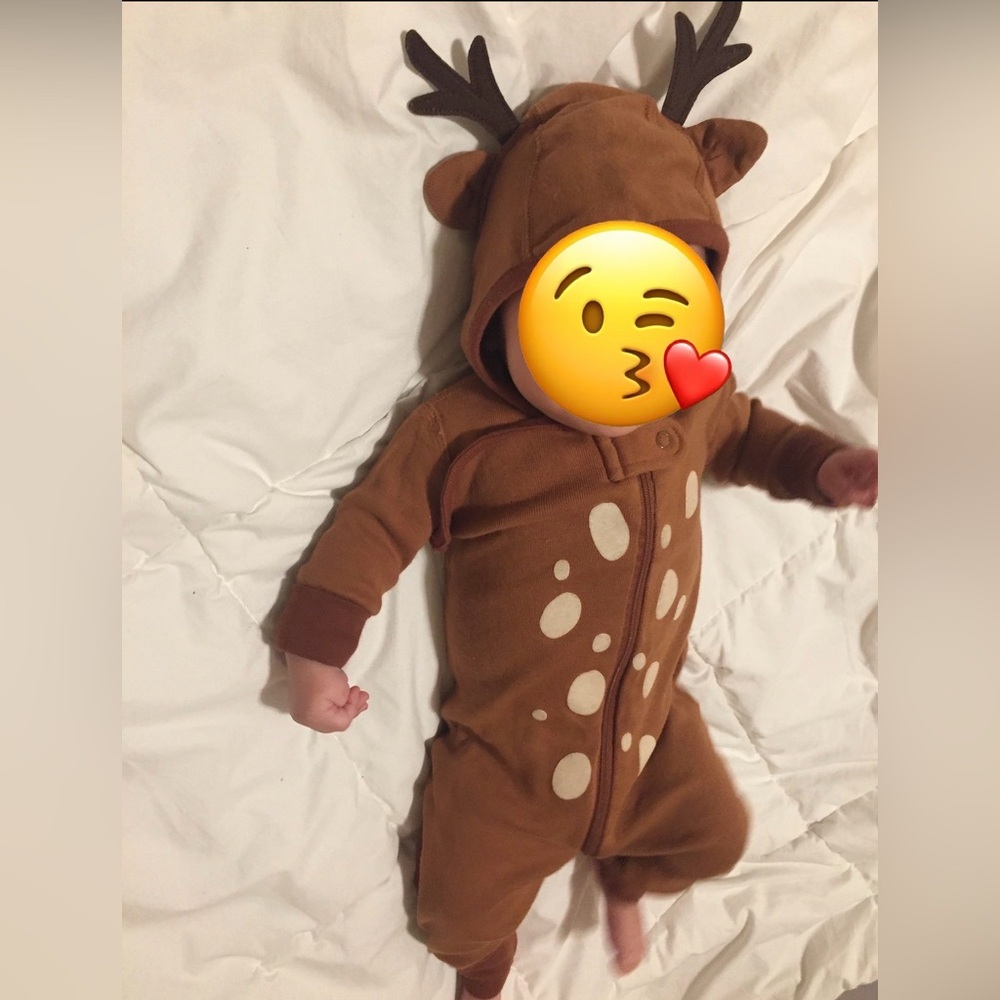 Reindeer onesie and bonnet